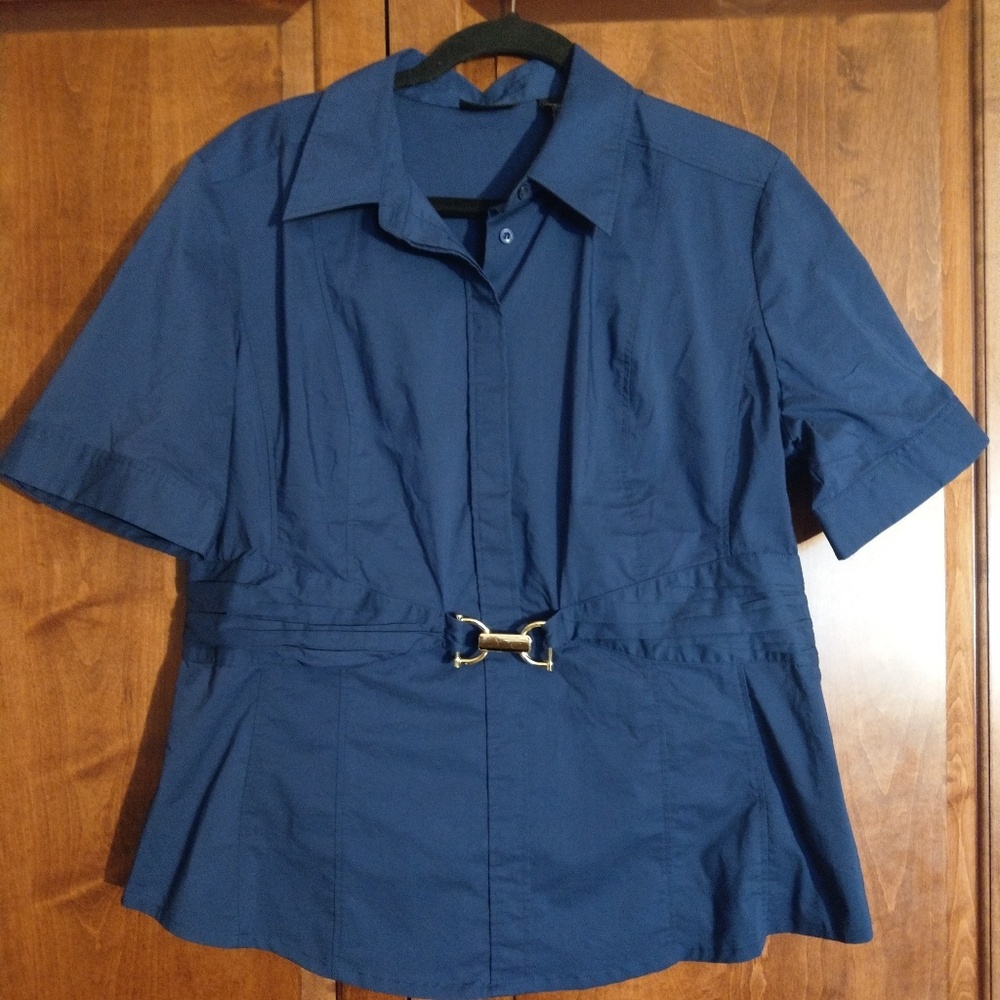 New York and Co blouse with buckle detail